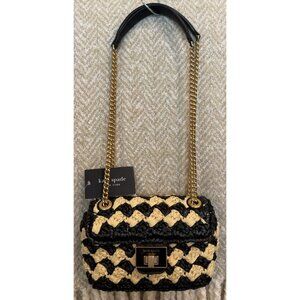 Kate Spade New York Evelyn Striped Crochet Raffia Sm Shoulder Crossbody Bag NEW